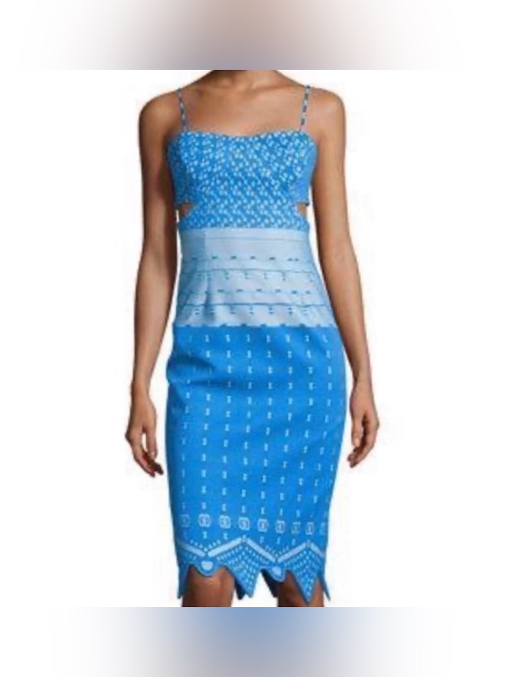 Jonathan Simkhai Blue Scallop Cutout Midi Dress